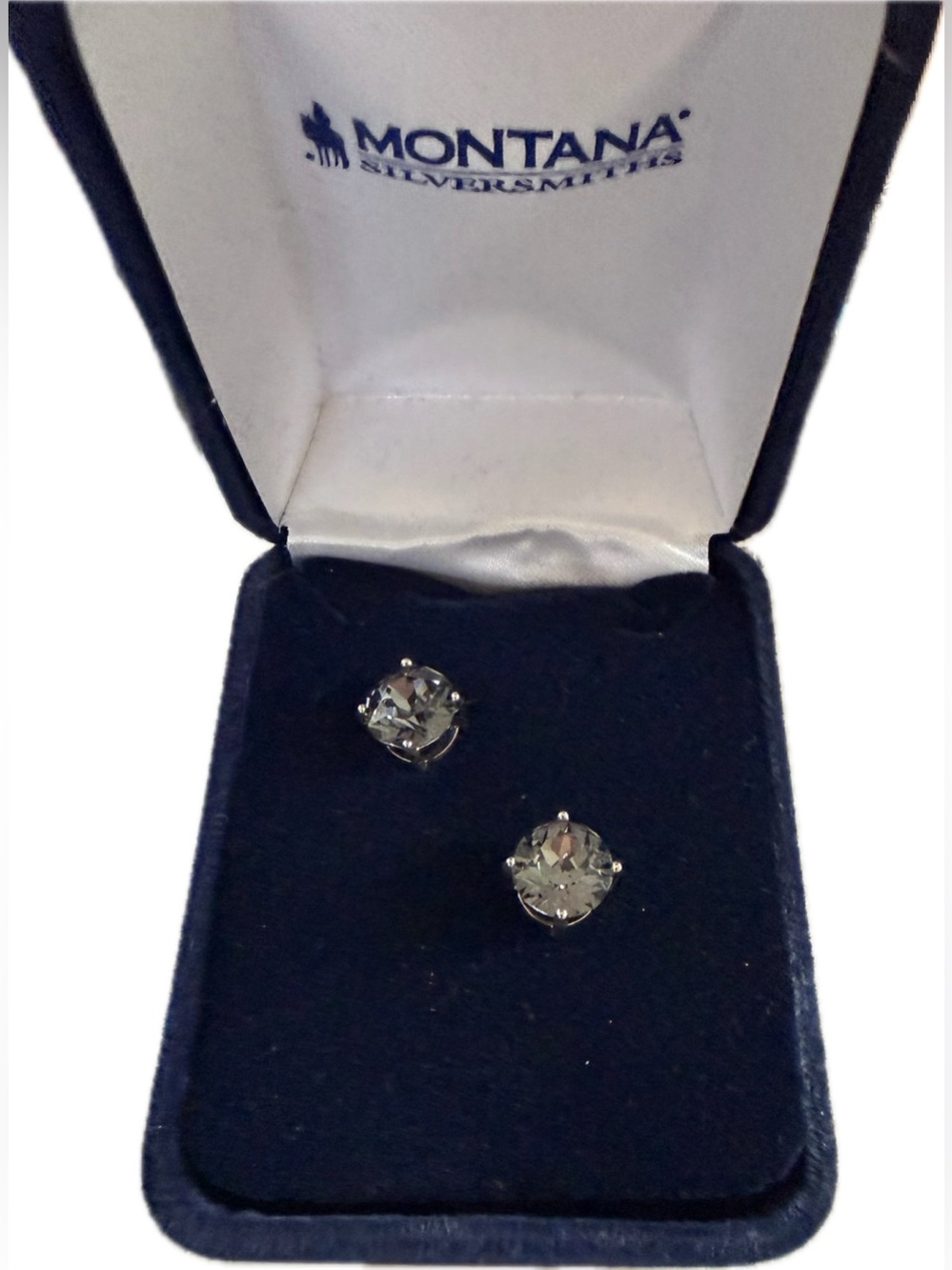 Montana Silversmiths Silver Black Crystal Stud Earrings
